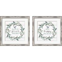 Framed 'Love & Happy 2 Piece Framed Art Print Set' border=