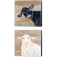 Framed 'Farm Animal 2 Piece Canvas Print Set' border=