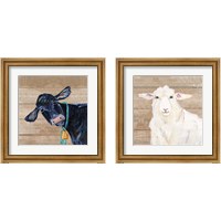 Framed 'Farm Animal 2 Piece Framed Art Print Set' border=