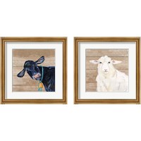 Framed 'Farm Animal 2 Piece Framed Art Print Set' border=