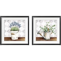 Framed Eucalyptus & Purple Flowers 2 Piece Framed Art Print Set