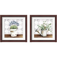 Framed Eucalyptus & Purple Flowers 2 Piece Framed Art Print Set