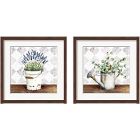 Framed Eucalyptus & Purple Flowers 2 Piece Framed Art Print Set