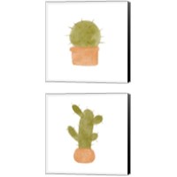 Framed 'Watercolor Cactus 2 Piece Canvas Print Set' border=