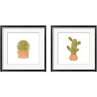 Framed 'Watercolor Cactus 2 Piece Framed Art Print Set' border=