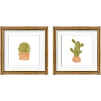 Framed 'Watercolor Cactus 2 Piece Framed Art Print Set' border=
