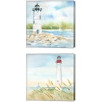 Framed 'East Coast Lighthouse 2 Piece Canvas Print Set' border=