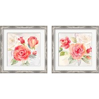 Framed 'Garden Roses 2 Piece Framed Art Print Set' border=