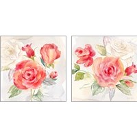 Framed 'Garden Roses 2 Piece Art Print Set' border=