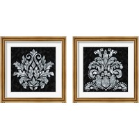 Framed Textured Damask on Black 2 Piece Framed Art Print Set