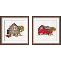 Framed 'Fall Barn Quilt 2 Piece Framed Art Print Set' border=