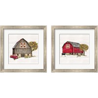 Framed 'Fall Barn Quilt 2 Piece Framed Art Print Set' border=