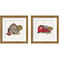 Framed 'Fall Barn Quilt 2 Piece Framed Art Print Set' border=