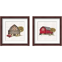 Framed Fall Barn Quilt 2 Piece Framed Art Print Set