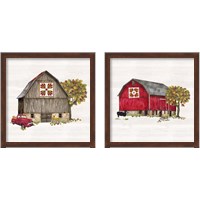 Framed Fall Barn Quilt 2 Piece Framed Art Print Set