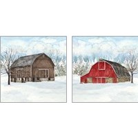 Framed 'Winter Barn Quilt 2 Piece Art Print Set' border=
