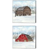 Framed 'Winter Barn Quilt 2 Piece Canvas Print Set' border=