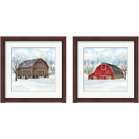 Framed 'Winter Barn Quilt 2 Piece Framed Art Print Set' border=