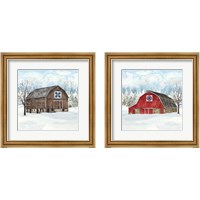 Framed Winter Barn Quilt 2 Piece Framed Art Print Set