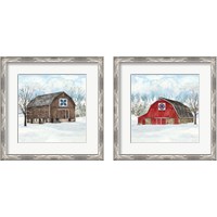 Framed 'Winter Barn Quilt 2 Piece Framed Art Print Set' border=