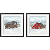 Framed 'Winter Barn Quilt 2 Piece Framed Art Print Set' border=