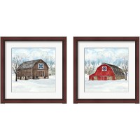 Framed 'Winter Barn Quilt 2 Piece Framed Art Print Set' border=