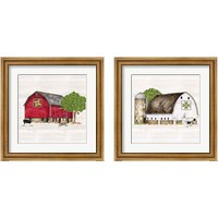 Framed 'Spring & Summer Barn Quilt 2 Piece Framed Art Print Set' border=