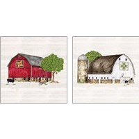 Framed 'Spring & Summer Barn Quilt 2 Piece Art Print Set' border=