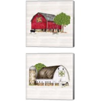 Framed 'Spring & Summer Barn Quilt 2 Piece Canvas Print Set' border=