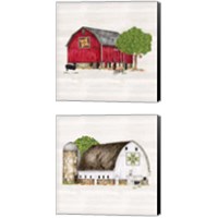 Framed Spring & Summer Barn Quilt 2 Piece Canvas Print Set