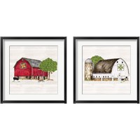 Framed 'Spring & Summer Barn Quilt 2 Piece Framed Art Print Set' border=