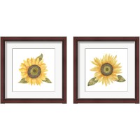 Framed 'Single Sunflower 2 Piece Framed Art Print Set' border=