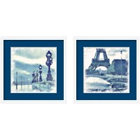 Framed 'Paris in Blue 2 Piece Framed Art Print Set' border=