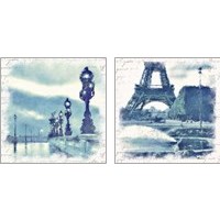 Framed 'Paris in Blue 2 Piece Art Print Set' border=