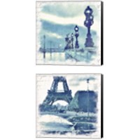 Framed 'Paris in Blue 2 Piece Canvas Print Set' border=