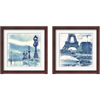 Framed 'Paris in Blue 2 Piece Framed Art Print Set' border=