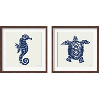 Framed 'Primitive Sea Navy 2 Piece Framed Art Print Set' border=