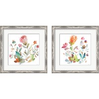 Framed 'Circle Full of Flowers 2 Piece Framed Art Print Set' border=