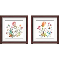 Framed 'Circle Full of Flowers 2 Piece Framed Art Print Set' border=