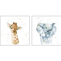 Framed 'Baby Animals 2 Piece Art Print Set' border=