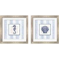 Framed 'Sanibel Shell Navy 2 Piece Framed Art Print Set' border=