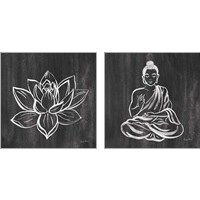Framed 'Buddha Gray 2 Piece Art Print Set' border=