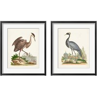 Framed Antique Heron & Cranes 2 Piece Framed Art Print Set