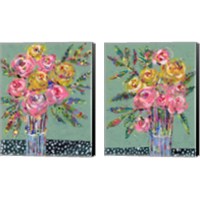 Framed 'Bright Colored Bouquet 2 Piece Canvas Print Set' border=