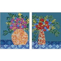 Framed 'Gathering of Flowers 2 Piece Art Print Set' border=