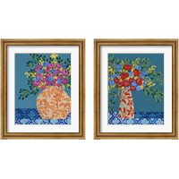 Framed 'Gathering of Flowers 2 Piece Framed Art Print Set' border=