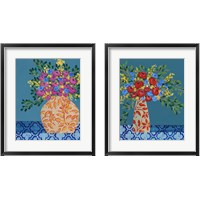 Framed 'Gathering of Flowers 2 Piece Framed Art Print Set' border=