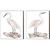 Framed 'White Heron 2 Piece Canvas Print Set' border=