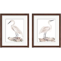 Framed 'White Heron 2 Piece Framed Art Print Set' border=