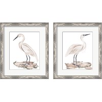 Framed 'White Heron 2 Piece Framed Art Print Set' border=